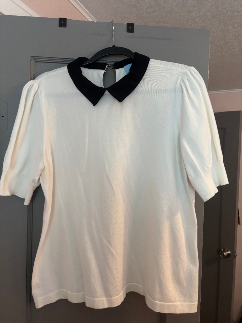 Cece Peter Pan Collar Puff Sleeve top XL